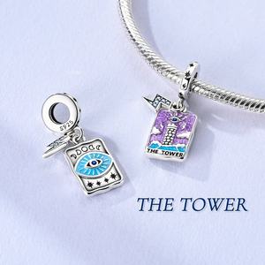 Ciondoli con ciondoli in <span class=keywords><strong>argento</strong></span> 925 <span class=keywords><strong>sole</strong></span> luna stelle magiche di tarocchi <span class=keywords><strong>ciondolo</strong></span> per braccialetto originale Customazation gioielli da donna - Product Image 3