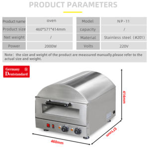 Horno de Pizza Eléctrico de Media Esfera Deutstandard NP-<span class=keywords><strong>11</strong></span> de Alemania, Horno de Acero Inoxidable para Pizzerías, Restaurantes de Comida Rápida y Pastelerías - Product Image 6