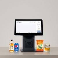AWSTOUCH Caisse enregistreuse tactile capacitif 15,6 pouces noire pour libre-service, modèle de consultation pour l'amélioration des magasins de proximité avec lecture de codes QR