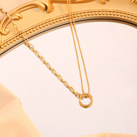 Ensemble collier et boucles d'oreilles pour femme, style bohème, en acier inoxydable plaqué or, avec motifs géométriques circulaires simples et élégants.