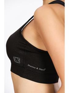 Soutien-gorge de sport noir en polyester imprimé Cobra pour femme Munns & Mars avec rembourrage amovible, coutures anti-déplacement, sans coutures, couvrance totale - Product Image 4