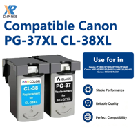 Cartouche d'encre compatible ChipRise PG-37XL CL-38XL pour Canon, remanufacturée, couleur pleine, pour Canon MP140/MP190/MP210/MP220/MP470