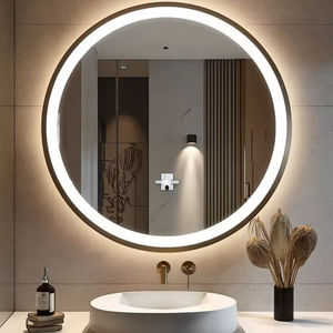 Miroir <span class=keywords><strong>de</strong></span> maquillage mural LED pour salle <span class=keywords><strong>de</strong></span> bain, <span class=keywords><strong>lunettes</strong></span> rondes antibuée pour <span class=keywords><strong>toilette</strong></span>, miroir lumineux intelligent pour salle <span class=keywords><strong>de</strong></span> bain, personnalisation - Product Image 3