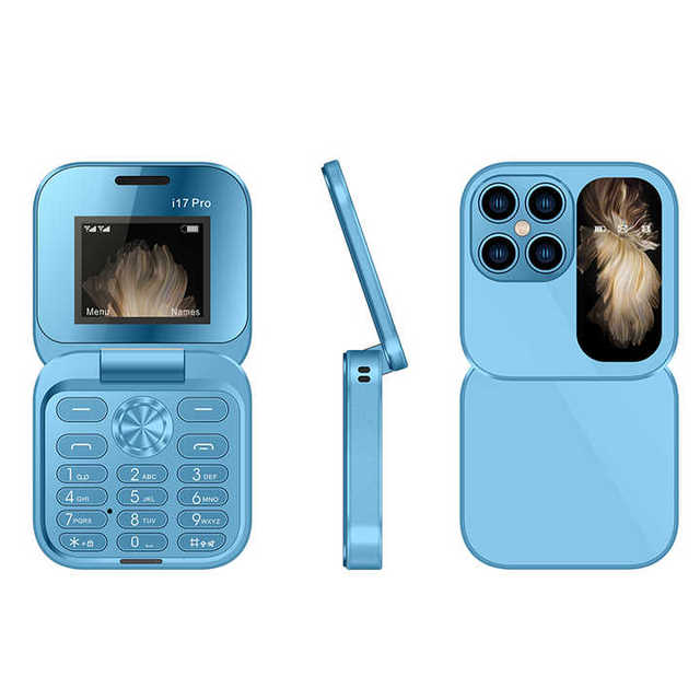 2025 Mini 1.8 Inch Dual Sim Flip Mobile Phone I17pro Cellular 2G Network Quad Band Foldable Cell Phone