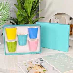 Tasses à café multicolores Macaron, lot de 5, cadeau de Noël, porcelaine fine, artisanat fait main pour la maison - Product Image 2