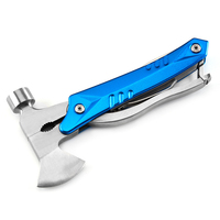 Hache de camping multifonctionnelle avec marteau et lumière LED, acier inoxydable 3CR13, outil multifonction, scie, tournevis, ouvre-bouteille, portable, pour l'extérieur