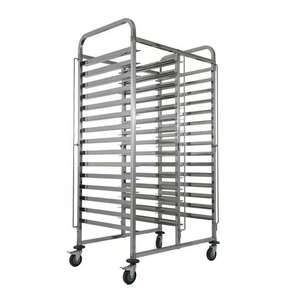 Troli baki 201 baja tahan karat dengan roda troli kue kualitas tinggi untuk 60X40 cm 18 rak baki troli - Product Image 1