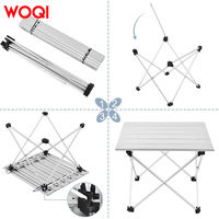 Table à manger rectangulaire pliable en aluminium portable WOQI, mobilier d'extérieur réglable pour le camping, la plage, la villa, l'hôpital