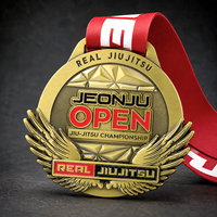 Médailles de grappling BJJ personnalisées en or antique, en alliage de zinc, récompenses sportives pour les compétitions de Jiu Jitsu, vente en gros