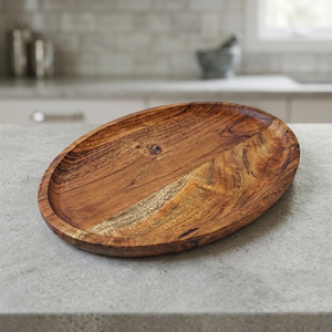 B.S INTERNATIONAL Bandeja para Servir Alimentos, Forma Ovalada, Hecha a Mano, Pulida, Bandejas Decorativas para Suministros de Restaurantes, Uso Doméstico, Apta para Lavavajillas - Product Image 1