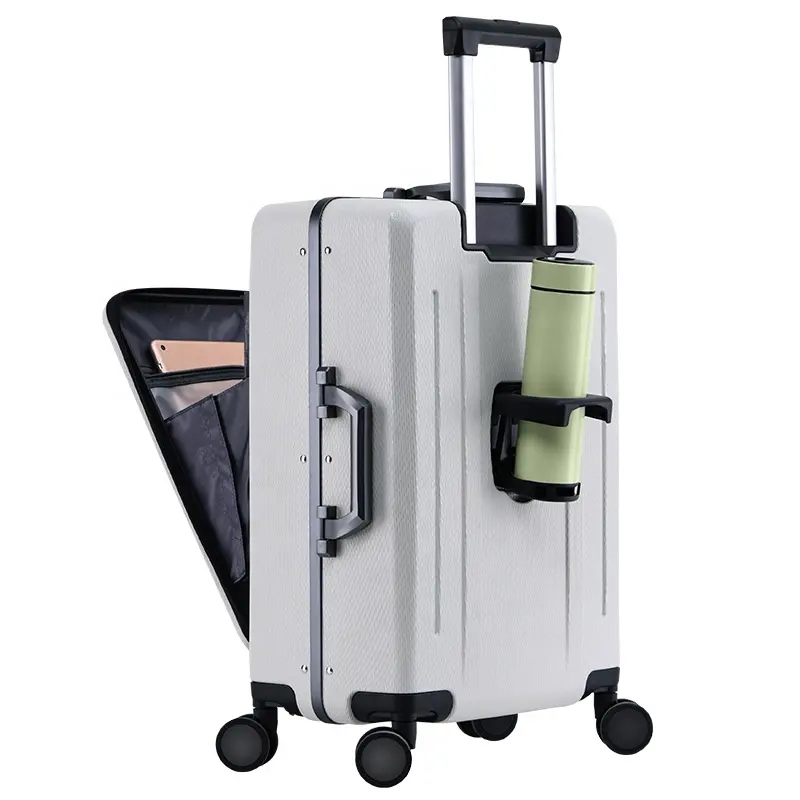 One front opening suitcase trolley case 20 "boarding suitcase Aluminum frame trolley case 18" suitcase