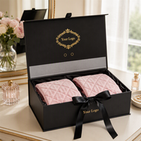 Boîte à perruque rigide magnétique portable imperméable avec logo personnalisé, doublure en éponge et ruban en satin pour emballage cadeau d'extensions de cheveux