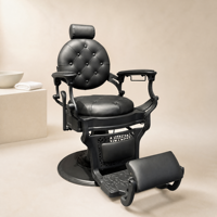 Fauteuil de Barbier Hydraulique avec Repose-Pieds Réglable en Cuir PU, Base Pivotante Robuste, Inclinable et Rembourré pour Équipement de Salon et Spa