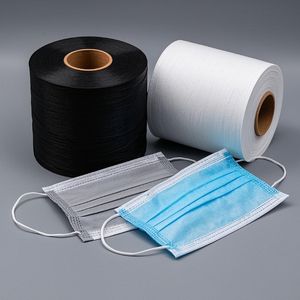 Tissu non tissé en PP vierge à 100% en blanc noir imperméable de style uni pour les applications de masques médicaux et de tissus filtrants - Product Image 1