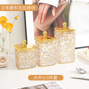 Vuông lưu trữ Jar hạt đồ ăn nhẹ kín Jar Máy tính để bàn hộp lưu trữ với Vàng Bìa - Product Image 5