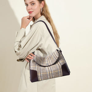 Nouveau design, sac à main haut de gamme pour tous les jours, en laine à carreaux et cuir de vachette, sac à bandoulière haut de gamme pour femmes - Product Image 3