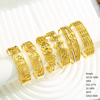 Bracelet jonc épais en acier inoxydable plaqué or multi-styles, incrusté de diamants, anti-corrosion et hypoallergénique pour femme