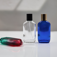 Bouteille en verre de parfum plat de 50ml en gros avec surface de givre pour diffuseur boîte-cadeau personnalisée emballage inclus