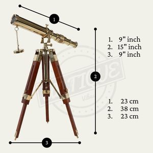 Telescopio de Latón con Estilo Antiguo sobre Trípode, Decoración Marítima Vintage, Decoración Náutica para el Hogar - Product Image 3