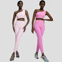 Ensemble de sport 20 couleurs : Soutien-gorge de sport rembourré antichoc à une épaule avec bord festonné et pantalon taille haute pour le fitness, le yoga et l'entraînement