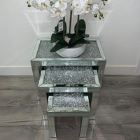 Mobilier de salon Vente en gros Personnalisation moderne entrée console en cristal écrasé table avec miroir chaise