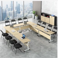 Table de Formation Pliante en Acier, Bureau Multifonctionnel, Table de Conférence Modulable Mobile pour Bureau, École, Hôtel et Usage Domestique