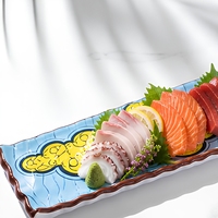 Plateau à sushi long de style japonais, assiette en mélamine nigiri, plat de service rectangulaire pour la restauration