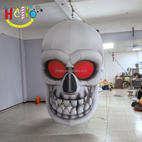 Décoration d'Halloween géante pour l'extérieur, crâne gonflable avec lumière LED