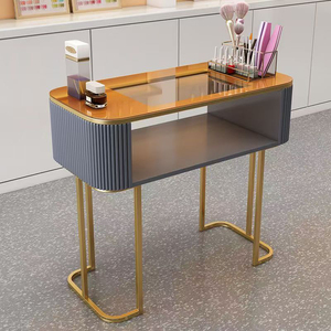 <span class=keywords><strong>Table</strong></span> à ongles compacte en bois blanc crème avec rangement, bureau de manucure multifonctionnel pour la maison, le salon et le nail art - Product Image 2