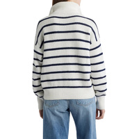 Pull tricoté rayé épais zippé pour femme, 100 % coton doux, idéal pour les tenues quotidiennes préppy, service OEM, vente en gros
