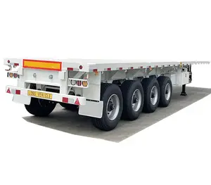 Customize 12.5m 13m 3/4 Axles Used 20FT 60FT Flatbed Container Chassis Flat Bed Semi Trailer For Tanzania