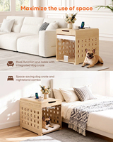 Mueble Moderno para Perros con Estación de Carga, Jaula Interior Mediana con Puerta Acrílica Oculta, Mesa Auxiliar para Mascotas