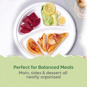 10 Inch 3-Comp 100% Biodegradable & Compostable Bagasse <b>Disposable</b> Paper <b>Plates</b> for Wedding - Product Image 2