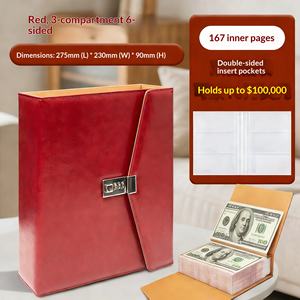 <span class=keywords><strong>Carnet</strong></span> de rangement en cuir de luxe avec reliure métallique et emballage cadeau élégant, pochette pour ranger les billets de banque - Product Image 3