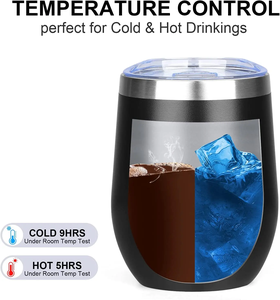 Cenron Stainless Steel Stemless Wine Tumbler 12oz Double Wall Insulated Vacuum <b>Cup</b> Back to School Eco-Friendly Minimalist Design - Product Image 4