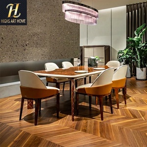 Table à manger italienne de luxe Offre Spéciale personnalisable Tables à manger rectangulaires haut de gamme en <span class=keywords><strong>bois</strong></span> de noyer <span class=keywords><strong>blanc</strong></span> <span class=keywords><strong>et</strong></span> orange pour villa - Product Image 1