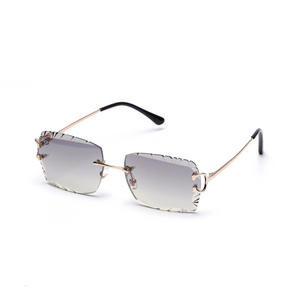 2024 Neue Schnittkante Ovale Invertierte Sonnenbrille Mode Hochwertige Rahmenlose Diamantschliff Modische Flache Nylon-Gläser Sonnenbrille - Product Image 5