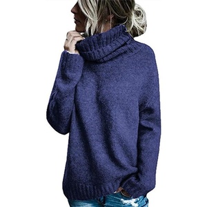 Pull tricoté <span class=keywords><strong>col</strong></span> <span class=keywords><strong>roulé</strong></span> épais pour <span class=keywords><strong>femme</strong></span>, collection automne-hiver, avec épaules tombantes, fentes latérales, côtelé, doux, chaud et décontracté - Product Image 4