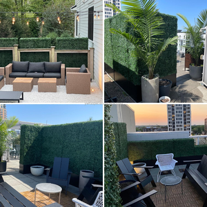 รั้วไม้เนื้อแข็งเทียมติดผนังรั้วใบไม้สีเขียวพลาสติกกันยูวีมีสีดำ CQ1-1ความเป็นส่วนตัว - Product Image 6