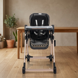 Chaise haute pour bébé, plateau double couche, roues universelles silencieuses, hauteur réglable, cadre épaissi, ceinture de sécurité haute sécurité, pliable et portable - Product Image 1