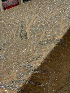 ผ้าลูกไม้ปักลายดอกไม้ประดับคริสตัลคุณภาพพรีเมียมสำหรับชุดแต่งงาน ชุดราตรี และงานแฟชั่น - Product Image 2