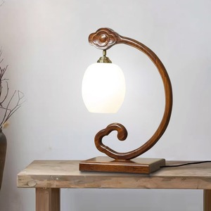 Lámpara de Noche Moderna de Estilo Chino Wabi-Sabi, Adorno Nostálgico Retro de Madera Maciza para Sala de Estar, Dormitorio u Hotel - Product Image 1