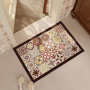 Tapis de bain rétro patchwork en porcelaine colorée, motif marron doré, rectangulaire, absorbant, antidérapant, pour usage domestique - Product Image 2