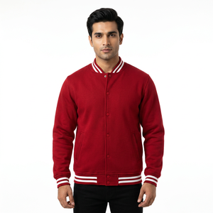 Custom High Street Big Embroidery Logo Leather Sleeves Baseball Wool Vintage Letterman Varsity Jacket For <b>Men</b> Designer Jackets - Product Image 1