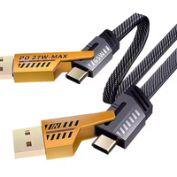 Venta caliente Material de aleación de zinc trenzado de nailon Venta caliente de alta calidad PD 27W a 65W 4 en 1 Cable de datos de carga rápida USB para teléfono