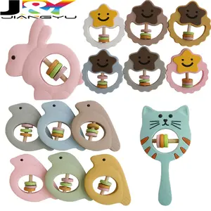 JiangYu Customized Children Silicone Products To Make Wooden Baby Rattle Teether