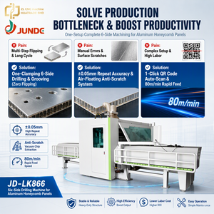 เครื่องจักรทำหน้าต่างและประตู JUNDE 9 แกน สำหรับงานลบมุม  เครื่องกัดและเจาะ CNC สำหรับแผ่นอลูมิเนียมรังผึ้งหกด้าน - Product Image 6