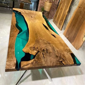Table de restaurant en résine et bois époxy sur mesure, mobilier d'extérieur de luxe, prix d'usine - Product Image 5