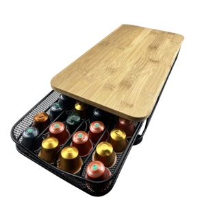 Organizador de cápsulas de café para la oficina o el hogar, con tapa de bambú para almacenamiento, 40 Uds. - Product Image 1