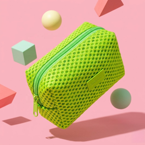 Bolsa de Maquillaje de Malla de Nido de Abeja Verde Neón Vibrante, Bolsa Cosmética de Red 3D Transpirable de Lujo para Mujer, Organizador de Artículos de Aseo para GWP - Product Image 1